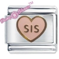 Pink SIS Heart Italian Charm