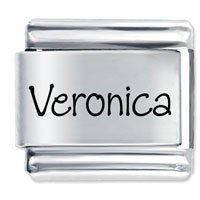 Veronica Etched Name Italian Charm