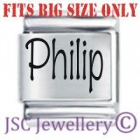 Philip Etched Name Charm - Fits BIG size 13mm
