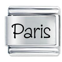 Paris Etched name Italian Charm