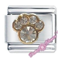 Paw Print April Birthstone Italian Charm