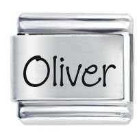 Oliver Etched name Italian Charm