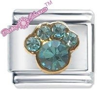Paw Print March Birthstone Italian Charm