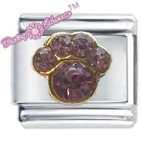 Paw Print June  Birthstone Italian Charm