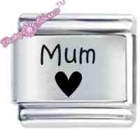 Mum Heart ETCHED Italian Charm