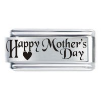 Mothers Day Superlink etched Italian Charm