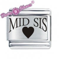 Mid Sis Hearts ETCHED Italian Charm