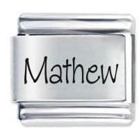 Mathew Etched Name Italian Charm