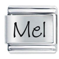 Mel Etched Name Italian Charm