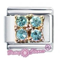 March Birthstone 4 Gem Square Italian Charm