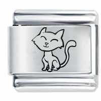 Little Cat Etched Italian Charm