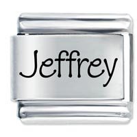 Jeffrey Etched Name Italian Charm