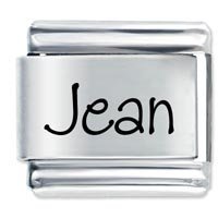 Jean Etched name Italian Charm
