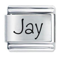 Jay Etched Name Italian Charm