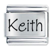 Keith Etched Name Italian Charm