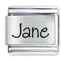 Jane Etched Name Italian Charm