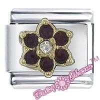January Birthstone Crystal Flower Italian Charm