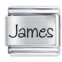 James Etched Name Italian Charm