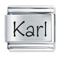 Karl Etched Name Italian Charm