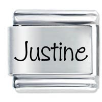 Justine Etched Name Italian Charm