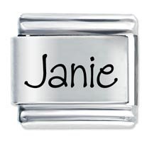 Janie Etched name Italian Charm