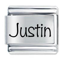 Justin Etched Name Italian Charm