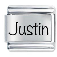 Justin Etched Name Italian Charm