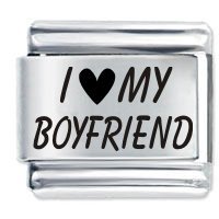 I Love (Heart) My Boyfriend ETCHED Italian Charm
