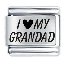 I Love (Heart) My Grandad ETCHED Italian Charm