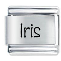 Iris Etched Name Italian Charm