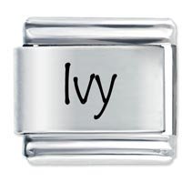 Ivy Etched Name Italian Charm