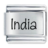 India Etched Name Italian Charm