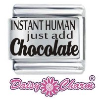 Instant Human Just add Chocolate etched Italian Charm