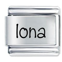 Iona Etched Name Italian Charm