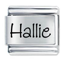 Hallie Etched Name Italian Charm