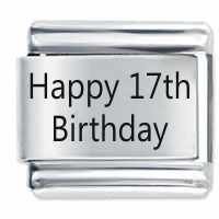 Happy 17th Birthday Etched Italian Charm