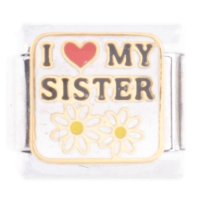 I Love My Sister Flower Italian Charm