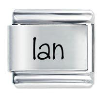 Ian Etched Name Italian Charm