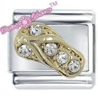 Gold Sandal with Crystals Italian Charm