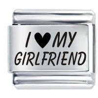 I Love (Heart) My Girlfriend ETCHED Italian Charm