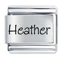 Heather Etched Name Italian Charm