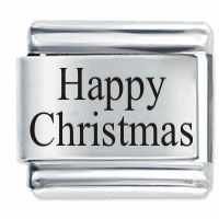 Happy Christmas ETCHED Italian Charm