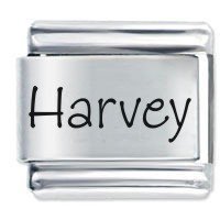 Harvey Etched Name Italian Charm
