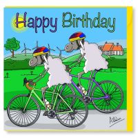 Birthday Card - Duo Cycling Bike - Sheep - Amy Whelan 