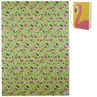 Flamingo & Pineapple Tropical Gift Wrapping Paper 2 Sheets & 2 Tags