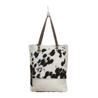 Impression Black & White Cowhide Tote Shopper Handbag