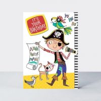 Birthday Card - Boy Kids - Pirate - 3D Glitter - Wonky World