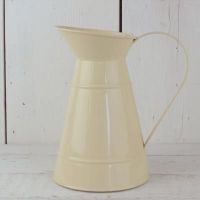 Cream Metal Ridged Planter Jug Vase 20cm
