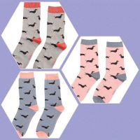 Ladies Sausage Dog Dachshund Socks - Bamboo - Miss Sparrow - 3 Colours