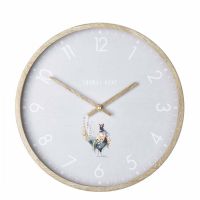 12" 30cm Crofter Pheasant Wood Wall Clock Dove Grey - Thomas Kent